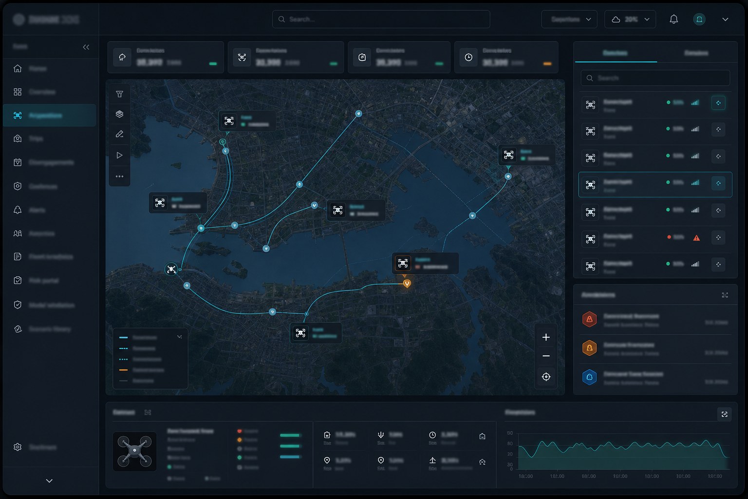 Operations dashboard for commercial drone fleet monitoring.